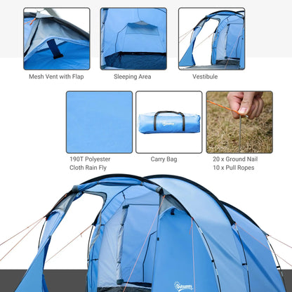 Premium Sky Blue 2-Room Camping Tent with Porch – Weatherproof, Spacious & Easy Setup | FORTREK Carefully Selected Gear