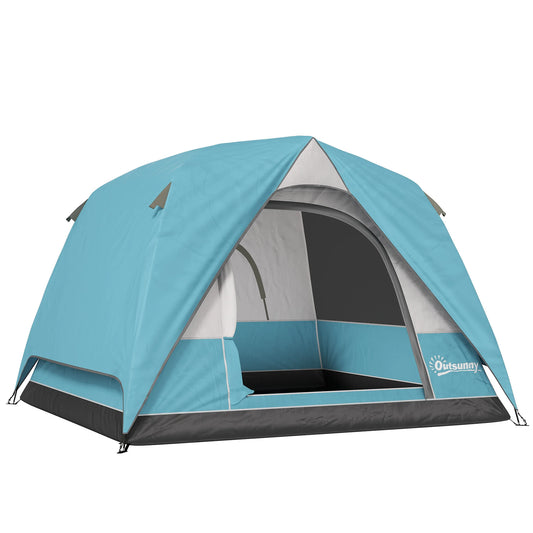 Outsunny 3-4 Person Waterproof Dome Camping Tent with Groundsheet, Mesh Windows & Carry Bag – Easy Setup | FORTREK Carefully Selected Gear